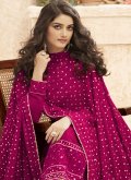 Embroidered Faux Georgette Rani Designer Straight Salwar Suit - 2