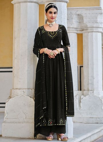 Embroidered Georgette Black Palazzo Suit