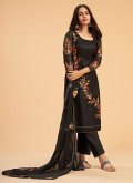 Embroidered Georgette Black Pant Style Suit - 2