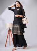 Embroidered Georgette Black Salwar Suit - 2