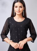 Embroidered Georgette Black Salwar Suit - 3