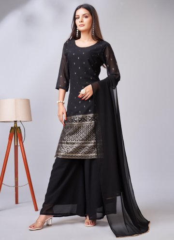 Embroidered Georgette Black Salwar Suit