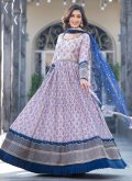 Embroidered Georgette Blue and Lavender Readymade Designer Gown - 2