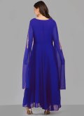 Embroidered Georgette Blue Party Wear Kurti - 1
