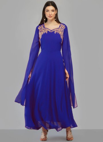 Embroidered Georgette Blue Party Wear Kurti