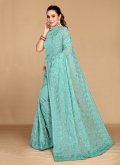 Embroidered Georgette Blue Trendy Saree - 1