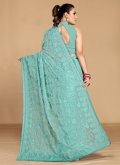 Embroidered Georgette Blue Trendy Saree - 2