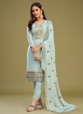 Embroidered Georgette Firozi Trendy Salwar Suit - 3