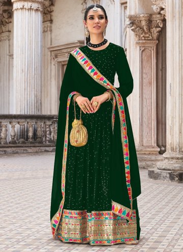 Embroidered Georgette Green Salwar Suit