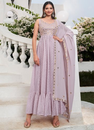Embroidered Georgette Lavender Salwar Suit