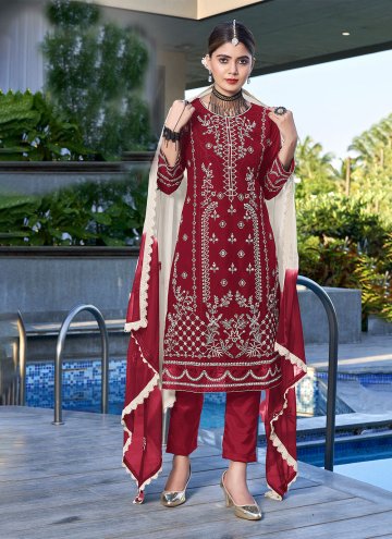 Embroidered Georgette Maroon Salwar Suit