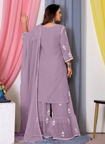Embroidered Georgette Mauve Trendy Salwar Suit