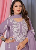 Embroidered Georgette Mauve Trendy Salwar Suit - 2
