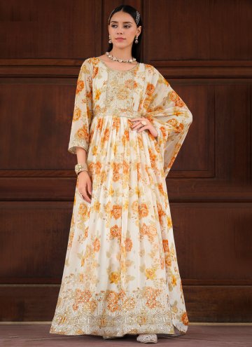 Embroidered Georgette Multi Colour Anarkali Suit