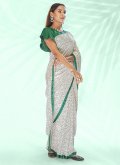 Embroidered Georgette Off White Contemporary Saree - 1