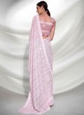 Embroidered Georgette Off White Trendy Saree - 3