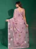 Embroidered Georgette Pink Classic Designer Saree - 2