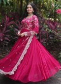 Embroidered Georgette Pink Gown - 1