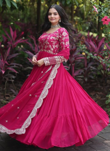 Embroidered Georgette Pink Gown