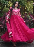 Embroidered Georgette Pink Gown - 2