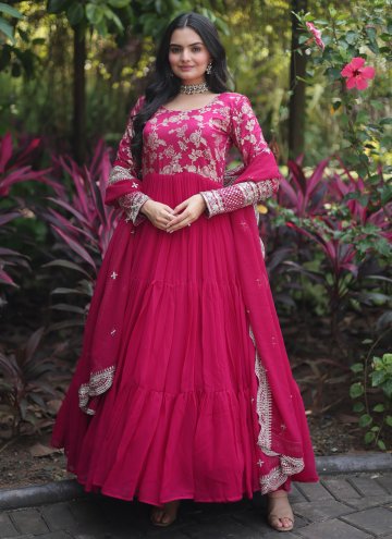 Embroidered Georgette Pink Gown