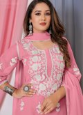 Embroidered Georgette Pink Salwar Suit - 1