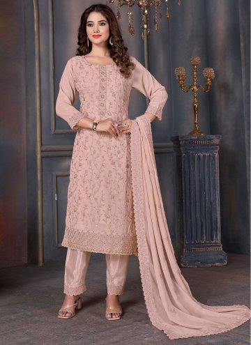 Embroidered Georgette Pink Trendy Salwar Suit