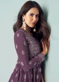 Embroidered Georgette Purple Readymade Anarkali Salwar Suit - 2