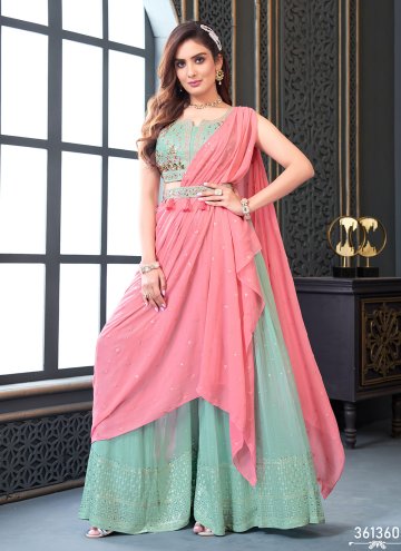 Embroidered Georgette Sea Green Salwar Suit