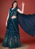Embroidered Georgette Teal Trendy Saree - 2