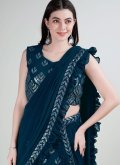 Embroidered Georgette Teal Trendy Saree - 4