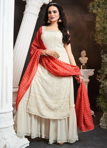 Embroidered Georgette White Trendy Salwar Suit