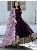 Embroidered Georgette Wine Gown - 3