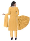Embroidered Georgette Yellow Trendy Salwar Suit - 1