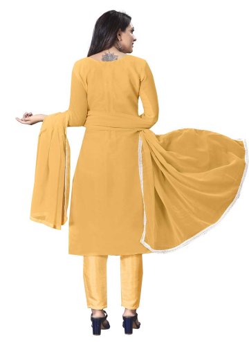 Embroidered Georgette Yellow Trendy Salwar Suit