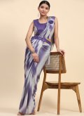 Embroidered Imported Grey and Purple Contemporary Saree - 2