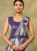 Embroidered Imported Grey and Purple Contemporary Saree - 3