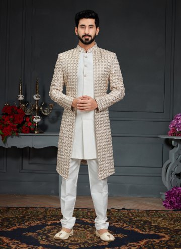 Embroidered Imported Grey and White Indo Western