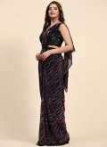 Embroidered Imported Purple Trendy Saree - 3