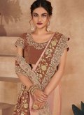 Embroidered Jacquard Brown Trendy Saree - 1