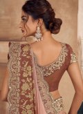Embroidered Jacquard Brown Trendy Saree - 2