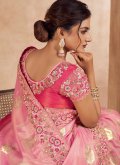 Embroidered Jacquard Pink Contemporary Saree - 2
