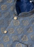 Embroidered Jacquard Silk Grey Indo Western - 5