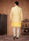 Embroidered Jacquard Yellow Indo Western - 2