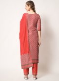 Embroidered Muslin Red Straight Salwar Kameez - 2