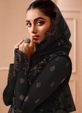 Embroidered Net Black Palazzo Suit - 2
