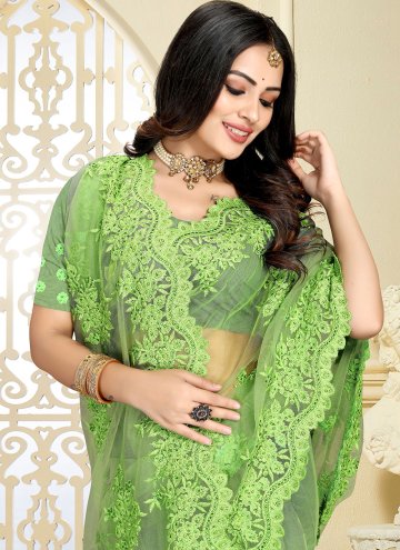 Embroidered Net Green Classic Designer Saree