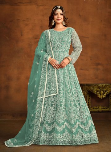 Embroidered Net Green Trendy Salwar Suit