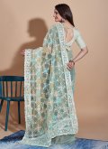 Embroidered Net Green Trendy Saree - 2