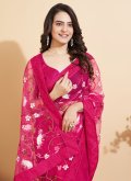 Embroidered Net Pink Classic Designer Saree - 1